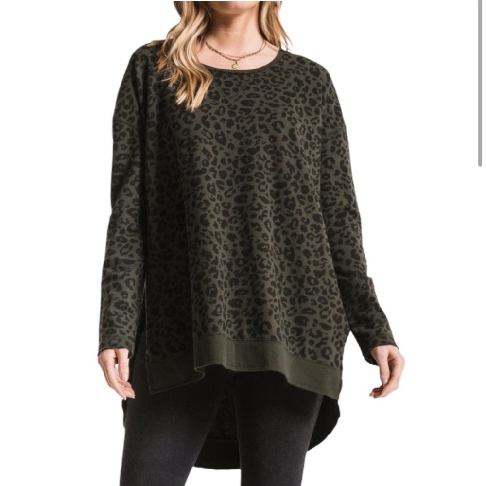 NWT Z Supply Weekender green leopard print tunic womens XL NWT